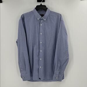 UNTuckit Men's 100% Cotton Long Sleeve Button Down - Blue Plaid - XL